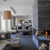 Dazzling Hotel Interior In Switzerland Reveals Spectacular Mountain Views: Decorating Ideas For Living Rooms In Modern Home Decorating Ideas With Modern Wall Design And White Curtains With Modern Sofa Near Fireplace With Floor Lamps And Pillows