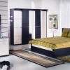 Attractive Storage Ideas for Modern Bedrooms: Black And White Bedroom Decorating Ideas Furnished With Black Bed Frame And Ikea Wardrobe With Mirror As Well As Wonderful Bedroom Vanity Table With Drawers