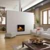 Captivating Contemporary Modern Sofa Designs: Interior Decorating Ideas For Living Rooms With Orang And White Pillows On The Modern White Sofa With Amazing Fireplace And Modern Wooden Square Coffee Table Design