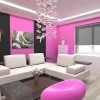 Extraordinary Sofa Design For Modern Living Room: Stunning Living Room Decors With Pink Interiors Equipped With Contemporary White Leather Sectional Sofa As Well As Fabulous Modern Coffee Table Design