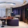 12 Fascinating Kitchen Trends with Fashionable Ideas for 2014: 2014 Interior Design Kitchen With Luxury Style Purple Colors Outfitted With Granite Kitchen Countertops And Dramatic Ceiling Plus Stupendous Kitchen Island