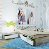 Lovely Interior Decorating Ideas of Girls’ Bedroom in Attractive Themes: Cool Girl's Bedroom Interior Design Combines The Modern Style With The Rustic Accent Emitted By The Bed Frame And Table With Energic Self Portraid Above The Headboard