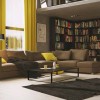 Inspiring Modern Home Interior Design Accentuating Simplicity and Functionality: Elegant Interior Design Of Modern Residence With Huge Brown L Shaped Sofa Completed With Ample Corner Open Shelves And Rectangular Coffee Table In Black Color