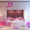 Lovely Interior Decorating Ideas Of Girls’ Bedroom In Attractive Themes: Lovely Spacious Girls Bedroom Design With Extended Floor To Ceiling Cabinet Framed The Bed Frame In The Centre With Idyllic Headboard With Sleek Curving Line