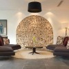 Dazzling Hotel Interior In Switzerland Reveals Spectacular Mountain Views: Living Room Decor Ideas In Country Home Decor Ideas With Beige Round Rug And Modern Sofa With Round Coffee Table And Black Pendant Lamp With White Wall And Modern Floor Lamp