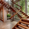 Wooden Staircase Ideas for Elegant Home Interior Design: Attractive Wooden Staircase Design For Contemporary Home Design Added With Enchanting Stone Flooring