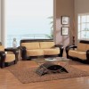 Mesmerizing Brown Sofa Designs Display Elegant Look: Awesome Brown Sofa With Glass Coffee Table In The Modern Living Room With Wooden Floor And Brown Rugs