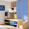 Idyllic Boys Room Designs with Modern Details: Boy Bedroom Set Accompanied With Sliding Beds Under Wardrobe And Computer Desk Added With White Rug As Well As Laminate Wood Flooring