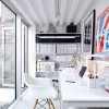 Surprising Work Space With Artistic Designs In Home Interior: Captivating Workspace Decorating Ideas Embellish Prodigious House With File Shelves And White Eames Eiffel Chair And Swivel Chair With White Desk