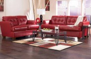 Captivating Contemporary Modern Sofa Designs : Decor Ideas For Living Room With Red Leather Sofa And Glass Coffee Table With Luxury Table Lamps And Amazing Rugs