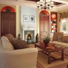 Mesmerizing Brown Sofa Designs Display Elegant Look: Elegant Living Room Ideas With Brown Sofa Design And Square Coffee Table With Fireplace And Chandelier
