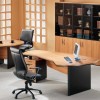 Stunning Home Office Ideas With Luxury Design: Marvellous Designing Home Office With Wood Desk And Rack Cabinets With Black Leather Swivel Chairs