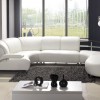 Extraordinary Sofa Design For Modern Living Room: Modern Leather Sectional Sofa Embellish Dazzling Living Room Design With An Interesting Modern Rug And A Mesmerizing White Coffee Table