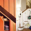Astonishing Storage Ideas under Stairs: Orange And White Home Decor Styles Equipped With Tremendous Storage Design Under Stairs