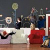 Appealing Wall Painting Designs For Chic Bedroom: Wall Chalkboard For Children Room With Armchair And Wooden Floor