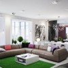 Mesmerizing Brown Sofa Designs Display Elegant Look: White Coffee Table With Storage On The Green Rugs With L Shaped Brown Leather Sofa In The Contemporary Living Room Decor