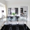 Clever Ideas to Broaden Admirable Minimalist Dining Room Designs: 6 Acrylic Dining Chairs Also Black Rugs For Decorating Dining Rooms Added With Stupendous Glass Dining Table