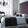 Amazing Headboard Designs With Creative Bedroom Ideas: Apartment Bedroom Design With Black Tall Headboard With Black Chandelier