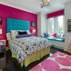 Catchy Teen Room Designs With Amusing Interior Decorations: Appealing Teenage Bedroom Colors With Large Headboard And Mirrored Bedside Tables With Cool Rugs