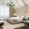 Wonderful Attic Bedrooms Designs With Inspiring Ideas: Armchair And Awesome Chandelier Plus Spectacular Table Lamps Adorning Contemporary Attic Bedrooms