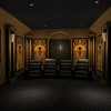 Creating Private Movie Theater With Fabulous Media Room Designs: Art Deco Style Interior Design For Captivating Home Theater