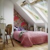 Wonderful Attic Bedrooms Designs With Inspiring Ideas: Attic Bedroom Design With Flower Wall Decals And Wooden Chair Plus Skylight