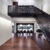 Bewitching Iron Lace Mansion in Canada Showcases Black-Dotted Staircase: Awesome Staircase Design And Wooden Flooring With White Wall Adorning Modern Home Interior