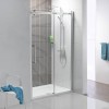 Eye-catching Sliding Shower Doors For Elegant Bathroom: Beautiful Bathroom Designs Harmonized With White Walls And White Modern Chair Plus Sliding Glass Shower Door