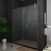 Eye-catching Sliding Shower Doors for Elegant Bathroom: Black And White Bathroom Ideas Decorated With Sliding Shower Glass Door