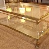Appealing Coffee Glass Table With Contemporary Design: Brass And Glass Coffee Table For Elegant Living Room Interior Design