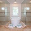 Creative Ideas Modifying Contemporary Bathroom Designs: Captivating Bathroom Design Ideas Enlivened With Glass Shower Enclosures And Alluring White Bathtub