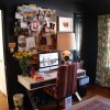 10 Eye-catching Home Office Designs with Creative Ideas: Decorating A Home Office With Black Wall To Ceiling And Persian Rug With Remarkable Computer Desk