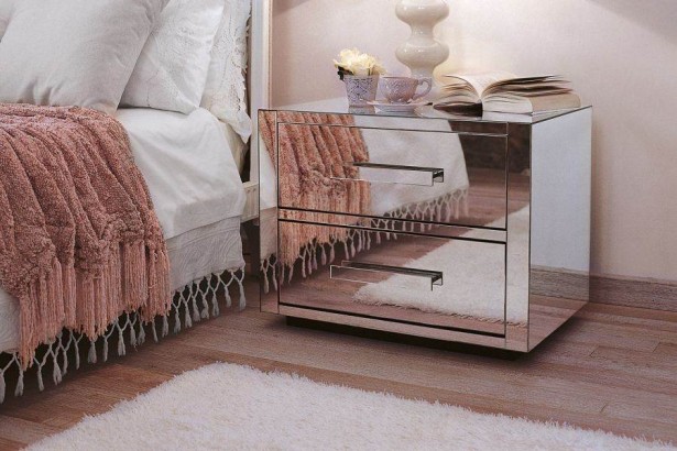 Stylish Nightstands Influenced By Nordic Furniture Designs: Designer Nightstands With Remarkable Design To Equip Elegant Bedroom Added With White Rugs And Laminate Wood Floors ~ Indiepublic.com