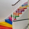 Awesome Rainbow Stairs Lead Your Colorful Way: Enchanting Home Interior Design Equipped With Beautiful Effect Rainbow Staircase