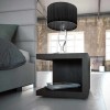 Stylish Nightstands Influenced By Nordic Furniture Designs: Fabulous Black Nightstand Combined With Extraordinary Table Lamp For Industrial Bedroom Design
