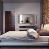 Surprising Small Bedroom Ideas Save The Minimalist Space: Flat Screen TV On The Wall And Wonderful Wall Decor For Modern Bedroom Small Space Equipped With Wall Mirror