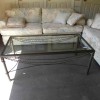 Appealing Coffee Glass Table With Contemporary Design: Glass And Metal Coffee Table For Elegant Living Room Simply Adding Two Beautiful Sofas