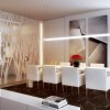 Stunning London Apartments with Elegant Interiors: Idyllic Apartment Dining Room Sets With 8 Marvellous White Dining Chairs And Exquisite White Dining Table