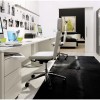 Dazzling White Office Designs Talks about clear Interior: Incredible Home Office Decor For Men Equipped With Impressive Office Desk Plus Black Runner Rugs As Well As Two Marvellous Swivel Chairs