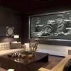 Creating Private Movie Theater with Fabulous Media Room Designs: Living Room Home Theater Ideas With Coffee Table And Two Modern Sofa