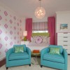 Catchy Teen Room Designs With Amusing Interior Decorations: Remarkable Chairs For Teenage Bedrooms With Lovely Pendant Light And Green Headboards With Wonderful Curtains And White Bedside Table