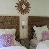 Amazing Headboard Designs With Creative Bedroom Ideas: Seagrass Headboards And One Wall Lamp Adorns Bedroom Design