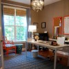 10 Eye-catching Home Office Designs With Creative Ideas: Simplistic Interior Design Home Office Embellished With Drum Shade Chandelier And Brown Walls With Square Desk And Wonderful Rug