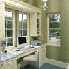 Alluring Ways to Keep Home Office Clean and Tidy: Small Home Office Design With Lovely Walls And Marvellous Office Desk With Marble Countertop