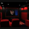 Creating Private Movie Theater with Fabulous Media Room Designs: Small Home Theater Design With Black Red Themes
