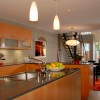Captivating Kitchen Island with Impressive Seating Unit: Wondrous Kitchen Island And Terrific Pendant Lighting With Remarkable Kitchen Cabinets