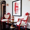 Rich Interior Design Ideas with Adorable Taste of Beautiful Chosen Colors: Mind Blowing With Admirable Classic Red Single Chairs In Unique Design For Admirable Foyer Of Contemporary House