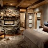 Attractive Exposed Stone Adorning Your Home Interior Design: Attractive Rustic Bedroom Decorating Ideas With Dashing Exposed Stone Wall And Beam With Wooden Ceiling And Floor