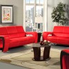 Magnificent Modern Round Coffee Table Designs For Living Room: Elegant Living Room Coffee Table And Red Leather Sofa For Modern Apartment Living Room