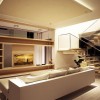 Awesome Living Room And Dining Room With Exclusive Interior Designs: Extraordinary Living Room Design With Attractive Staircase And Captivating Dining Room For Contemporary Home Interior